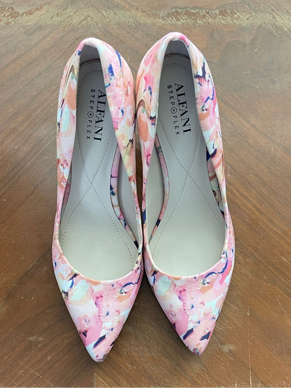 Alfani Pink Multicolor Floral Pointed Pumps